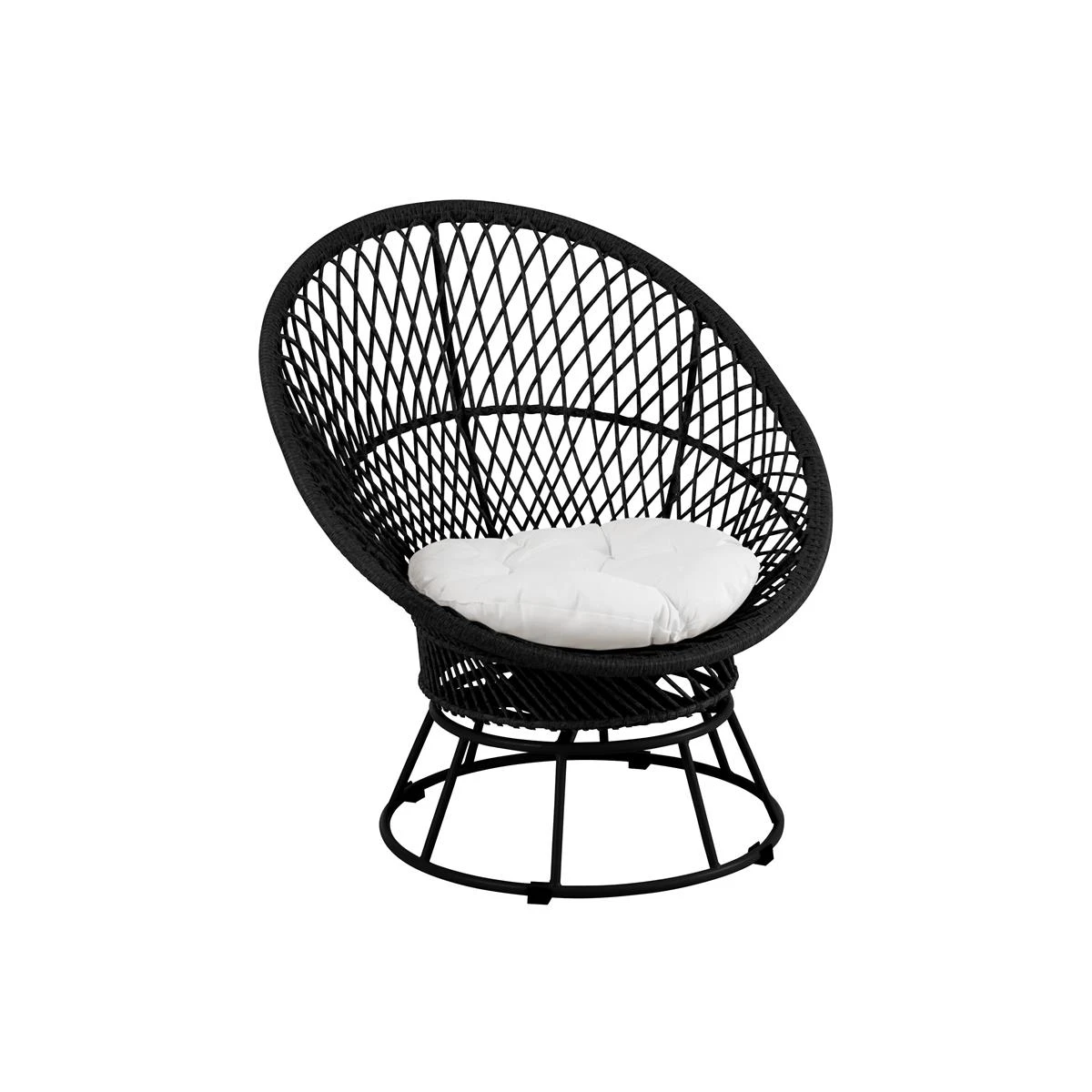 J-Line Zetel+Kussens Zayo Draai Metaal|Riet Zwart 3 J-Line Zetel+Kussens Zayo Draai Metaal|Riet Zwart