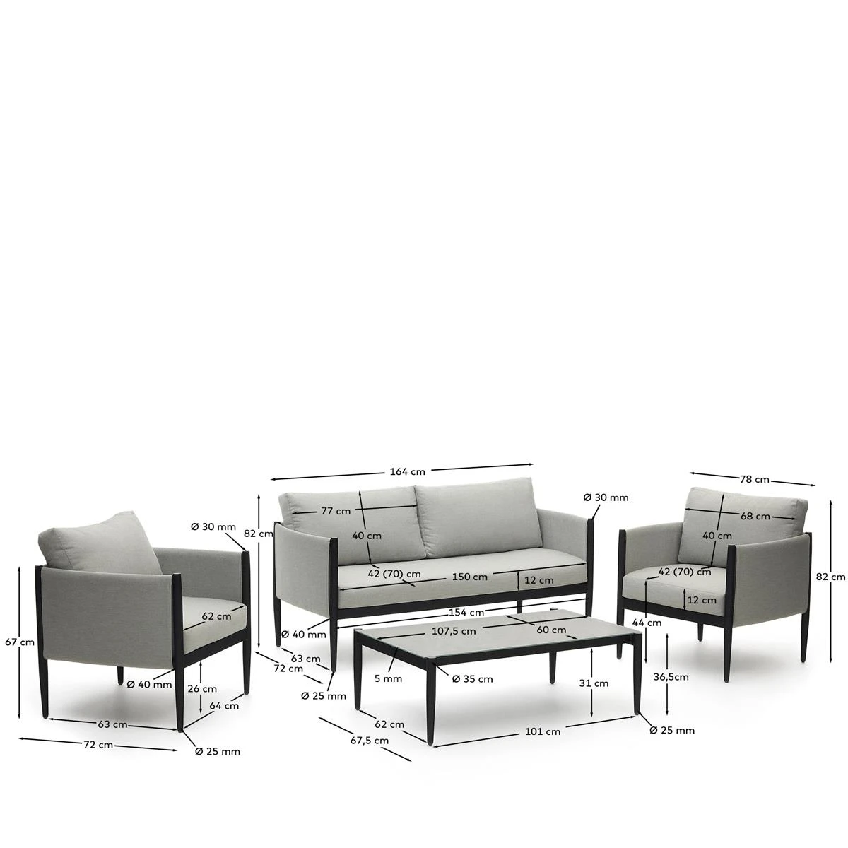 Kave Home - Satuna Set Van 2 Fauteuils, 2-zitsbank En Salontafel In 6 Kave Home - Satuna Set Van 2 Fauteuils, 2-zitsbank En Salontafel In - Afbeelding 4