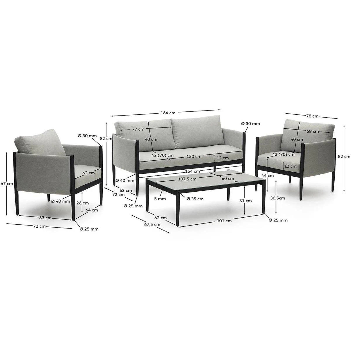 Kave Home - Satuna Set Van 2 Fauteuils, 2-zitsbank En Salontafel In 12 Kave Home - Satuna Set Van 2 Fauteuils, 2-zitsbank En Salontafel In - Afbeelding 10