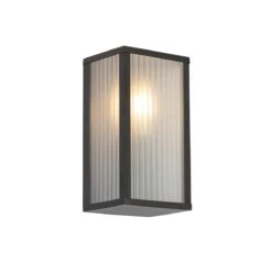 QAZQA Buiten Wandlamp Zwart Met Ribbel Glas IP44 - Charlois