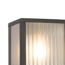 QAZQA Buiten Wandlamp Zwart Met Ribbel Glas IP44 - Charlois -Tuinproducten 10899451