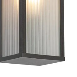 QAZQA Buiten Wandlamp Zwart Met Ribbel Glas IP44 - Charlois -Tuinproducten 10899457