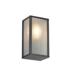 QAZQA Buiten Wandlamp Zwart Met Ribbel Glas IP44 - Charlois -Tuinproducten 10899472