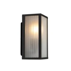 QAZQA Buiten Wandlamp Zwart Met Ribbel Glas IP44 - Charlois -Tuinproducten 10899476