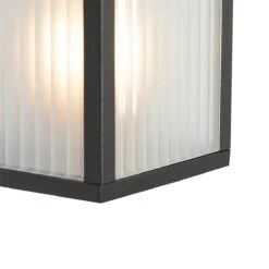 QAZQA Buiten Wandlantaarn Zwart Met Ribbel Glas En Bewegingssensor - 15 QAZQA Buiten Wandlantaarn Zwart Met Ribbel Glas En Bewegingssensor - -Tuinproducten 10899682