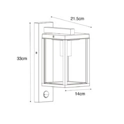 QAZQA Buiten Wandlantaarn Zwart Met Ribbel Glas En Bewegingssensor - 17 QAZQA Buiten Wandlantaarn Zwart Met Ribbel Glas En Bewegingssensor - -Tuinproducten 10899698