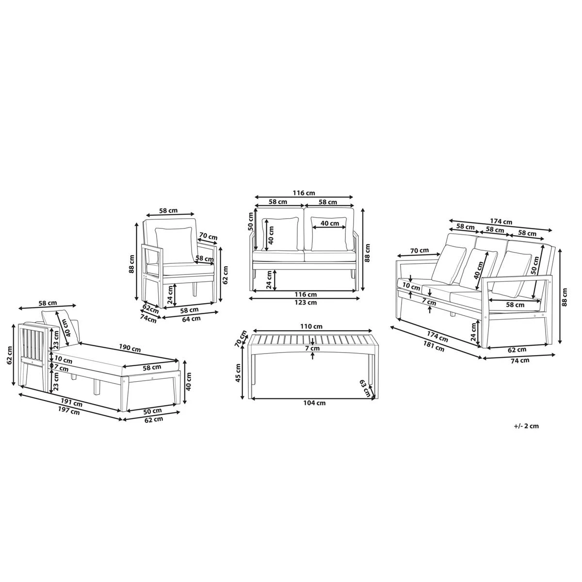 Beliani-PATAJA-Loungeset-Donkerhout-FSC® Gecertificeerd Acaciahout 13 Beliani-PATAJA-Loungeset-Donkerhout-FSC® Gecertificeerd Acaciahout - Afbeelding 11