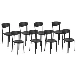 Beliani - VIESTE - Stoel Set Van 8 - Zwart - Synthetisch Materiaal