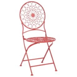 Beliani - SCARIO - Bistro Set - Rood - IJzer -Tuinproducten 10953543