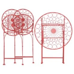 Beliani - SCARIO - Bistro Set - Rood - IJzer -Tuinproducten 10953560