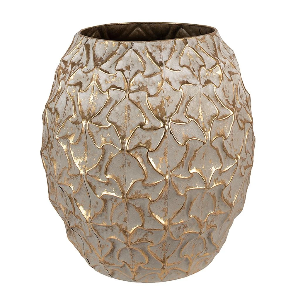 Clayre & Eef Bloempot Ø 47x51 Cm Grijs Ijzer Plantenpot 3 Clayre & Eef Bloempot Ø 47x51 Cm Grijs Ijzer Plantenpot