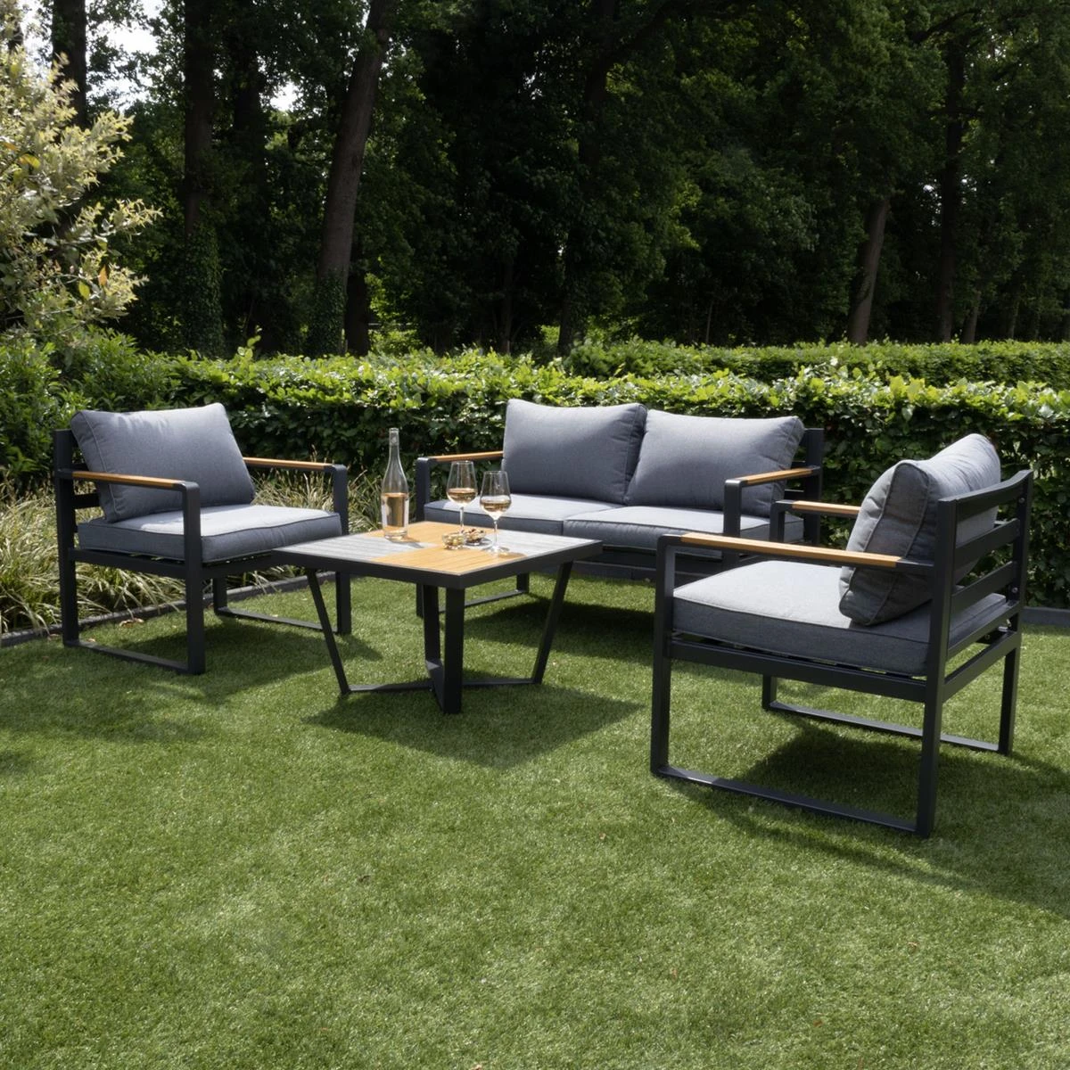 Giga Meubel - Tuinset Aluminium Antraciet - 4-Delig - Set Joshua 4 Giga Meubel - Tuinset Aluminium Antraciet - 4-Delig - Set Joshua - Afbeelding 2