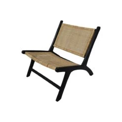 HSM - Loungestoel - 67x81x71 - Zwart|Naturel - Teak|rotan