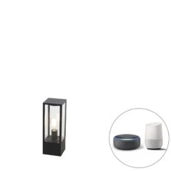 QAZQA Smart Staande Buitenlamp Zwart 40 Cm Incl. Wifi ST64 - Charlois