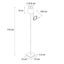 QAZQA Buiten Vloerlamp Goud Incl. LED En Dimmer Oplaadbaar - Jackson -Tuinproducten 11036537