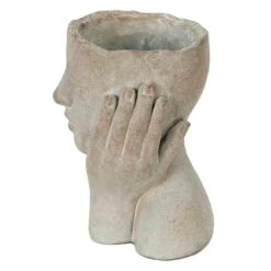 Clayre & Eef Bloempot Hoofd 13x13x18 Cm Grijs Steen Bloempot Binnen 9 Clayre & Eef Bloempot Hoofd 13x13x18 Cm Grijs Steen Bloempot Binnen -Tuinproducten 11046973