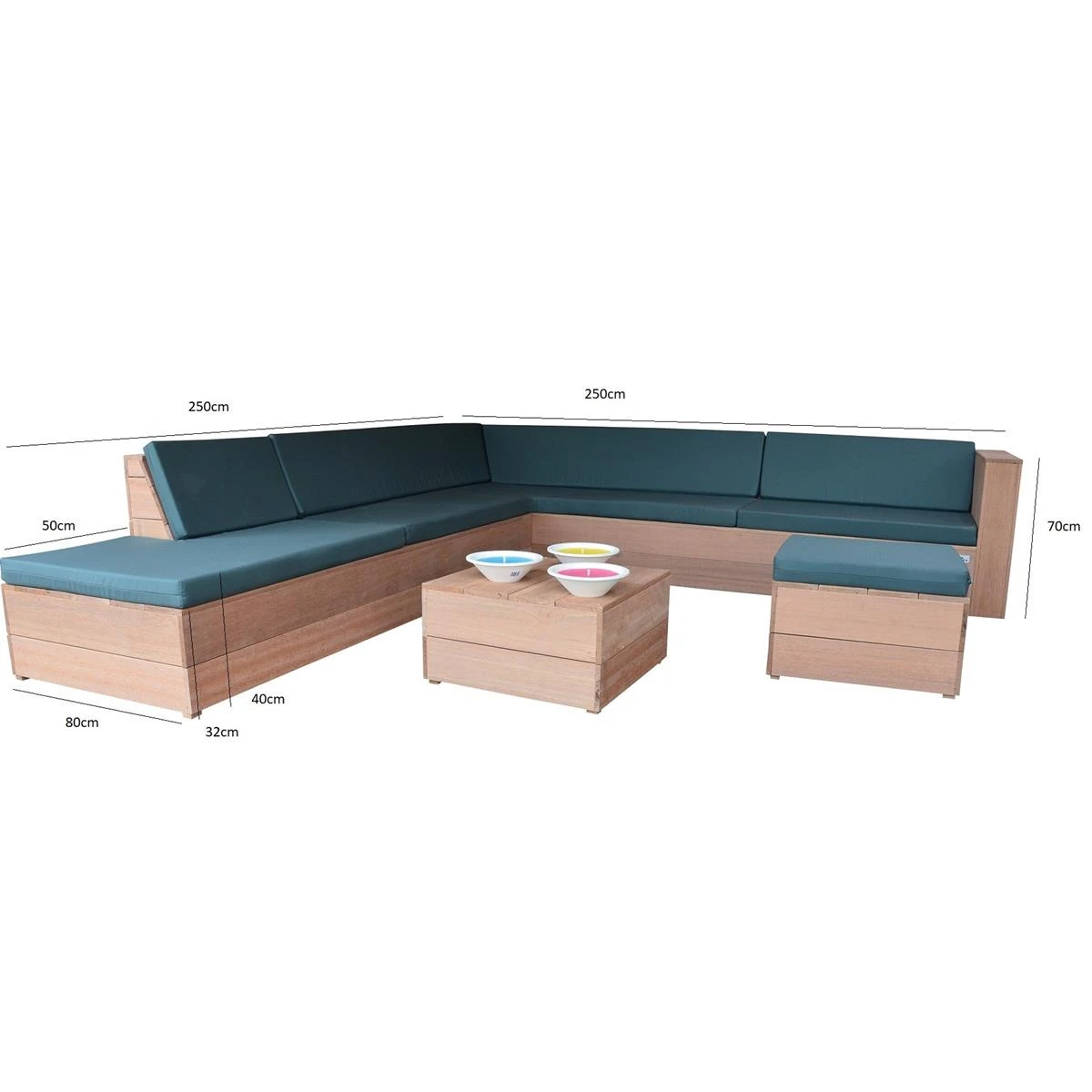 Wood4you - Loungeset 7 Bankirai 250cm|250cm Incl Kussens 9 Wood4you - Loungeset 7 Bankirai 250cm|250cm Incl Kussens - Afbeelding 7