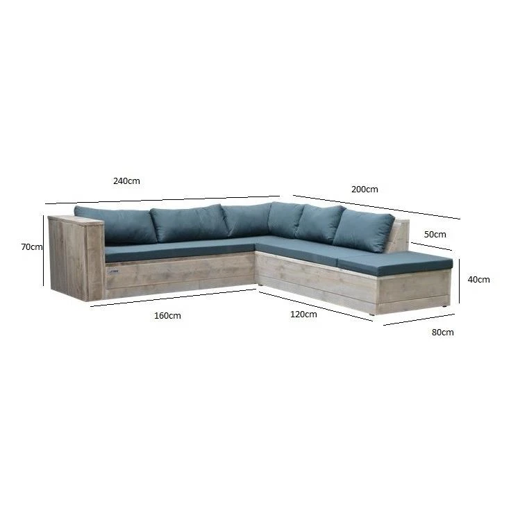 Wood4you - Loungeset 7 Steigerhout 240x200 Cm - Incl Kussens (GL-vorm) 4 Wood4you - Loungeset 7 Steigerhout 240x200 Cm - Incl Kussens (GL-vorm) - Afbeelding 2