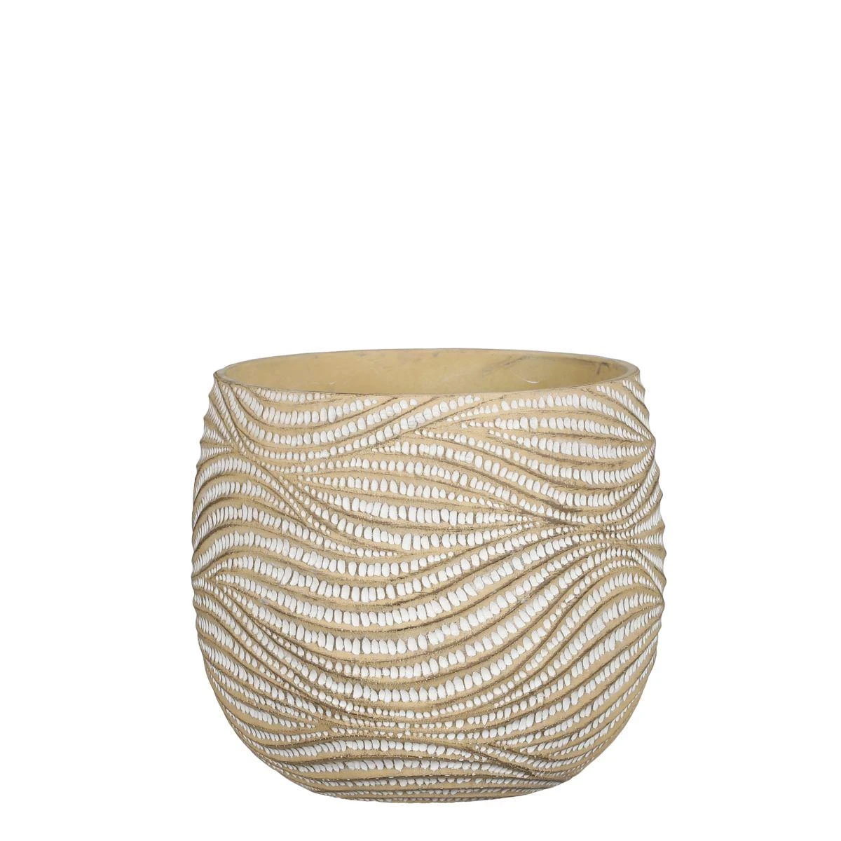 Mica Decorations Hendrick Bloempot - 21x21x19 Cm - Cement - Créme 3 Mica Decorations Hendrick Bloempot - 21x21x19 Cm - Cement - Créme