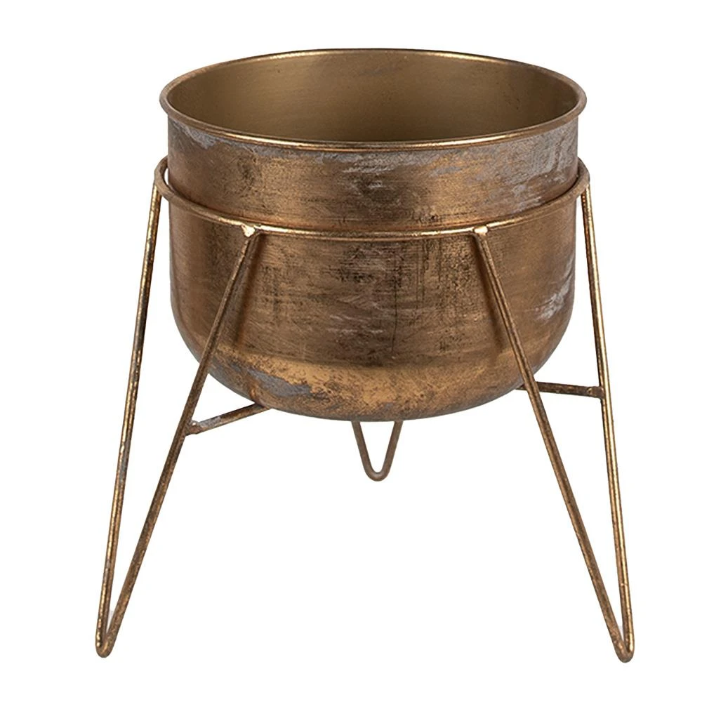 Clayre & Eef Planthouder 24 Cm Koperkleurig Ijzer Bloempot 3 Clayre & Eef Planthouder 24 Cm Koperkleurig Ijzer Bloempot