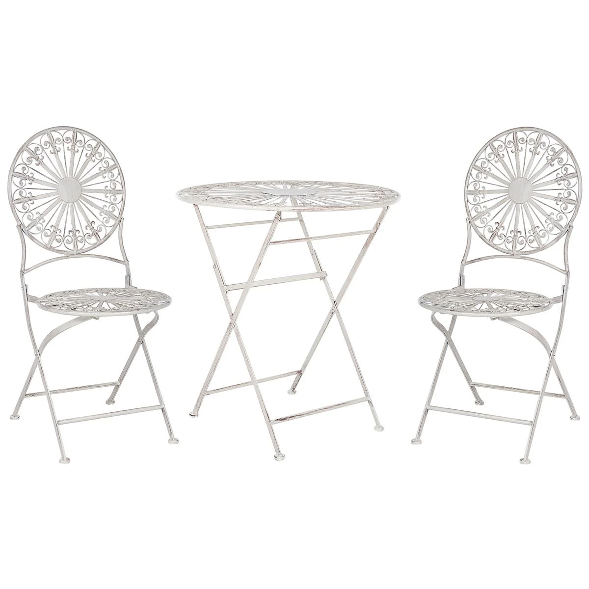 Beliani - SCAFA - Bistro Set - Wit - IJzer 3 Beliani - SCAFA - Bistro Set - Wit - IJzer