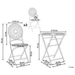 Beliani - SCAFA - Bistro Set - Wit - IJzer 23 Beliani - SCAFA - Bistro Set - Wit - IJzer -Tuinproducten 11108289