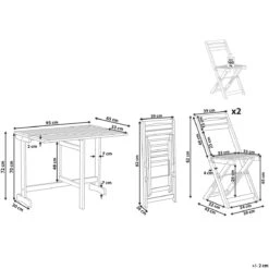 Beliani - LENOLA - Bistroset Voor 2 - Lichte Houtkleur - Acaciahout 24 Beliani - LENOLA - Bistroset Voor 2 - Lichte Houtkleur - Acaciahout -Tuinproducten 11134397
