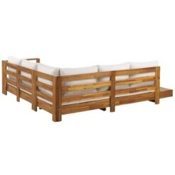 Beliani-MARETTIMO-Loungeset Voor 5-Lichte Houtkleur|Creme-Acaciahout 19 Beliani-MARETTIMO-Loungeset Voor 5-Lichte Houtkleur|Creme-Acaciahout -Tuinproducten 11144296