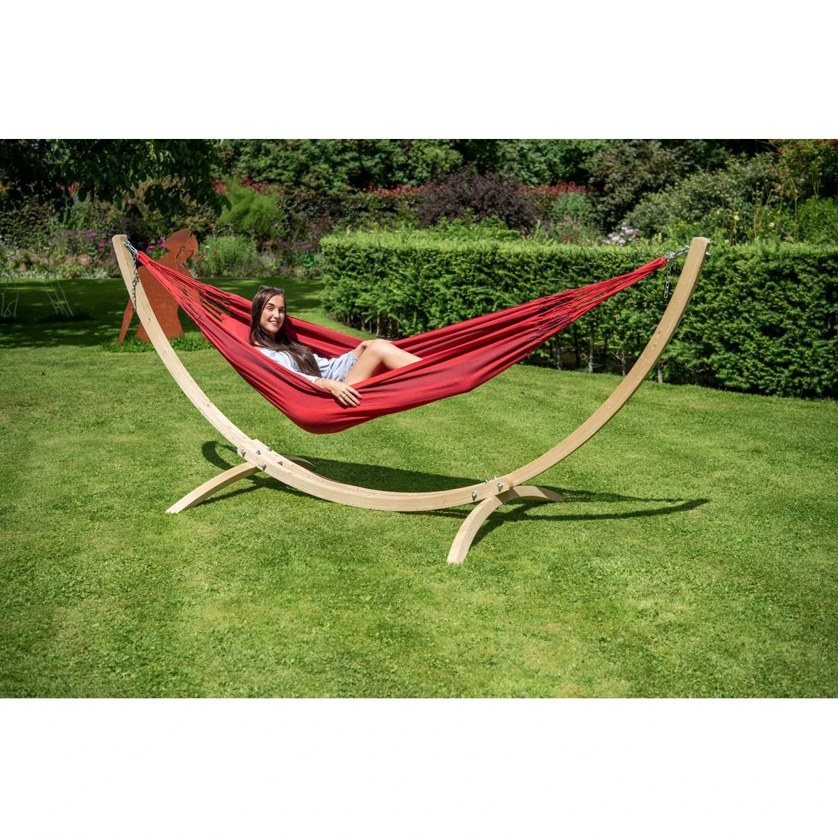 Tropilex® Hangmat Met Standaard Eénpersoons Wood & Dream Red Rood 4 Tropilex® Hangmat Met Standaard Eénpersoons Wood & Dream Red Rood - Afbeelding 2