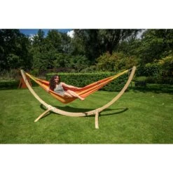 Tropilex® Hangmat Met Standaard Eénpersoons Wood & Dream Orange Oranje -Tuinproducten 11151181