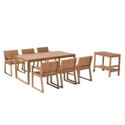 Beliani - SASSARI - Tuinset Voor 6 Met Trolley - Lichte Houtkleur