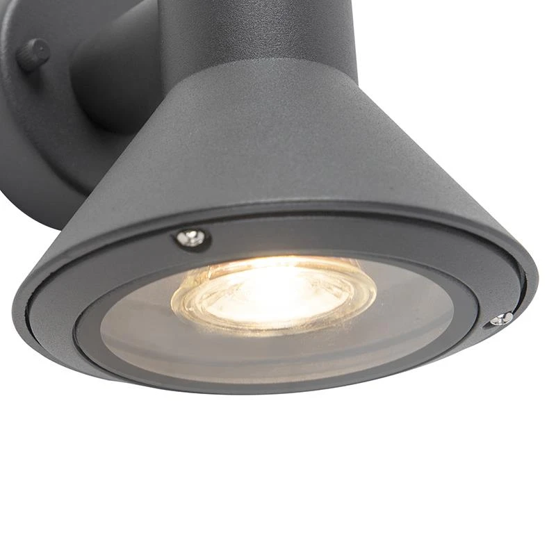 QAZQA Moderne Buitenwandlamp Donkergrijs - Humilis 6 QAZQA Moderne Buitenwandlamp Donkergrijs - Humilis - Afbeelding 4
