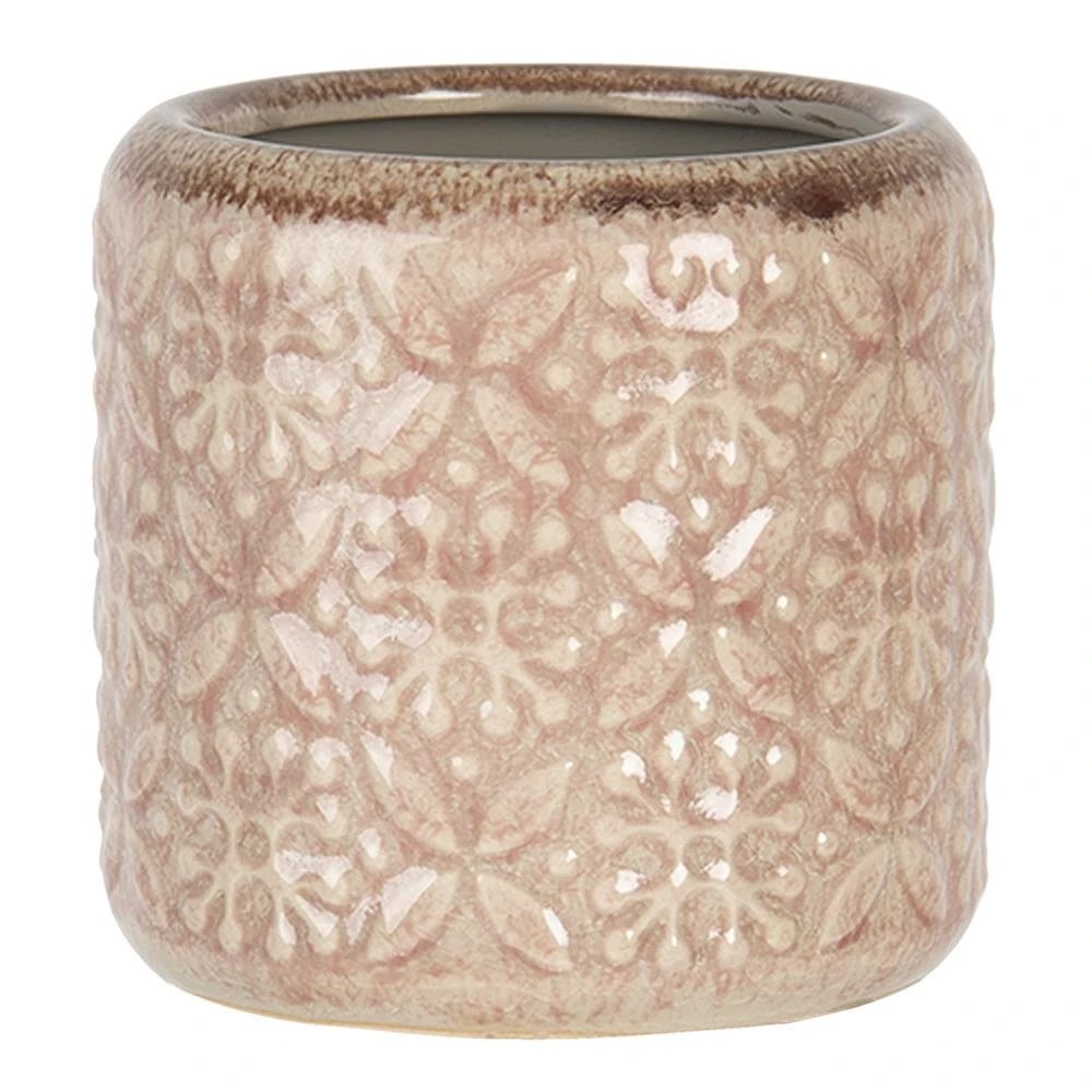 Clayre & Eef Bloempot Ø 10x10 Cm Roze Keramiek Rond Bloempot Binnen 3 Clayre & Eef Bloempot Ø 10x10 Cm Roze Keramiek Rond Bloempot Binnen