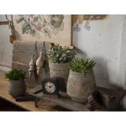 Clayre & Eef Bloempot Ø 19x18 Cm Beige Bruin Beton Rond Bloempot -Tuinproducten 11229971