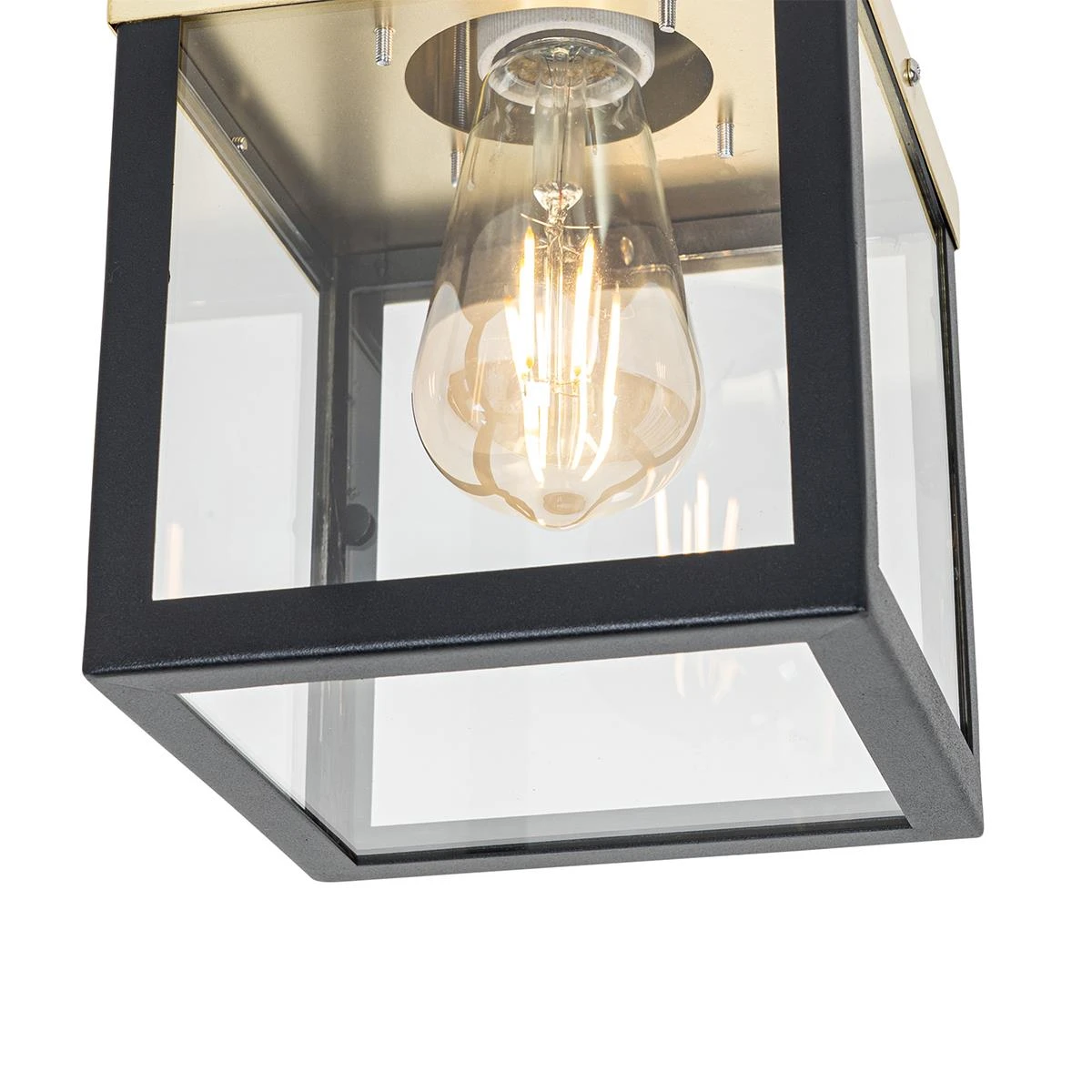 QAZQA Industriële Buiten Plafondlamp Zwart Met Goud - Rotterdam 6 QAZQA Industriële Buiten Plafondlamp Zwart Met Goud - Rotterdam - Afbeelding 4