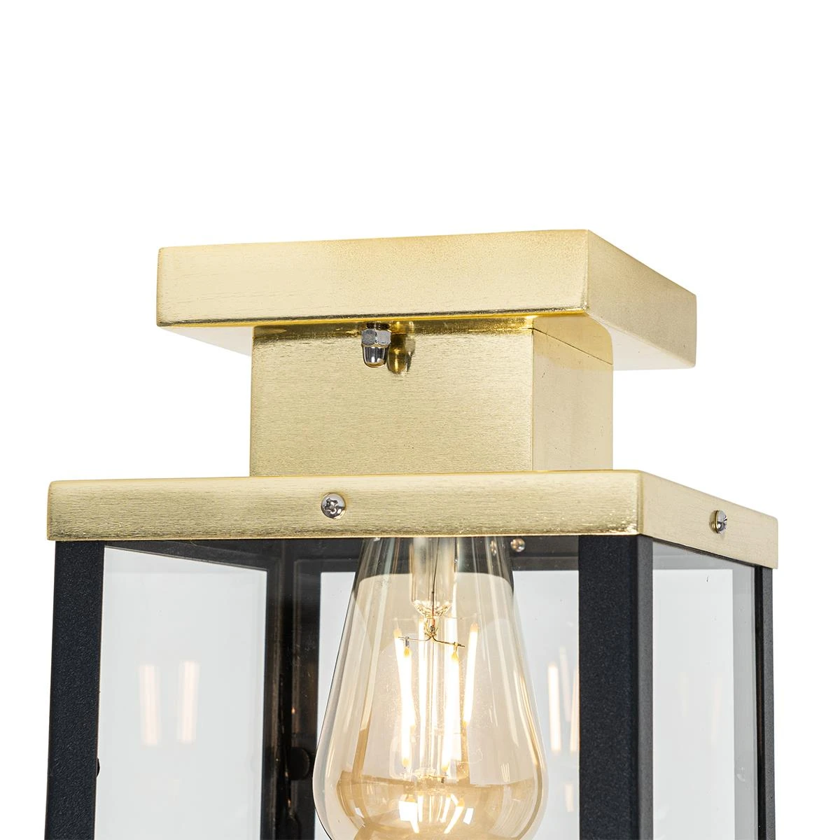 QAZQA Industriële Buiten Plafondlamp Zwart Met Goud - Rotterdam 7 QAZQA Industriële Buiten Plafondlamp Zwart Met Goud - Rotterdam - Afbeelding 5