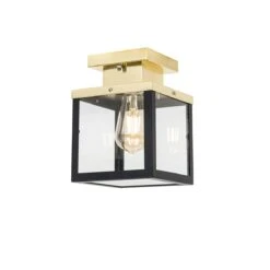 QAZQA Industriële Buiten Plafondlamp Zwart Met Goud - Rotterdam 21 QAZQA Industriële Buiten Plafondlamp Zwart Met Goud - Rotterdam -Tuinproducten 11255965