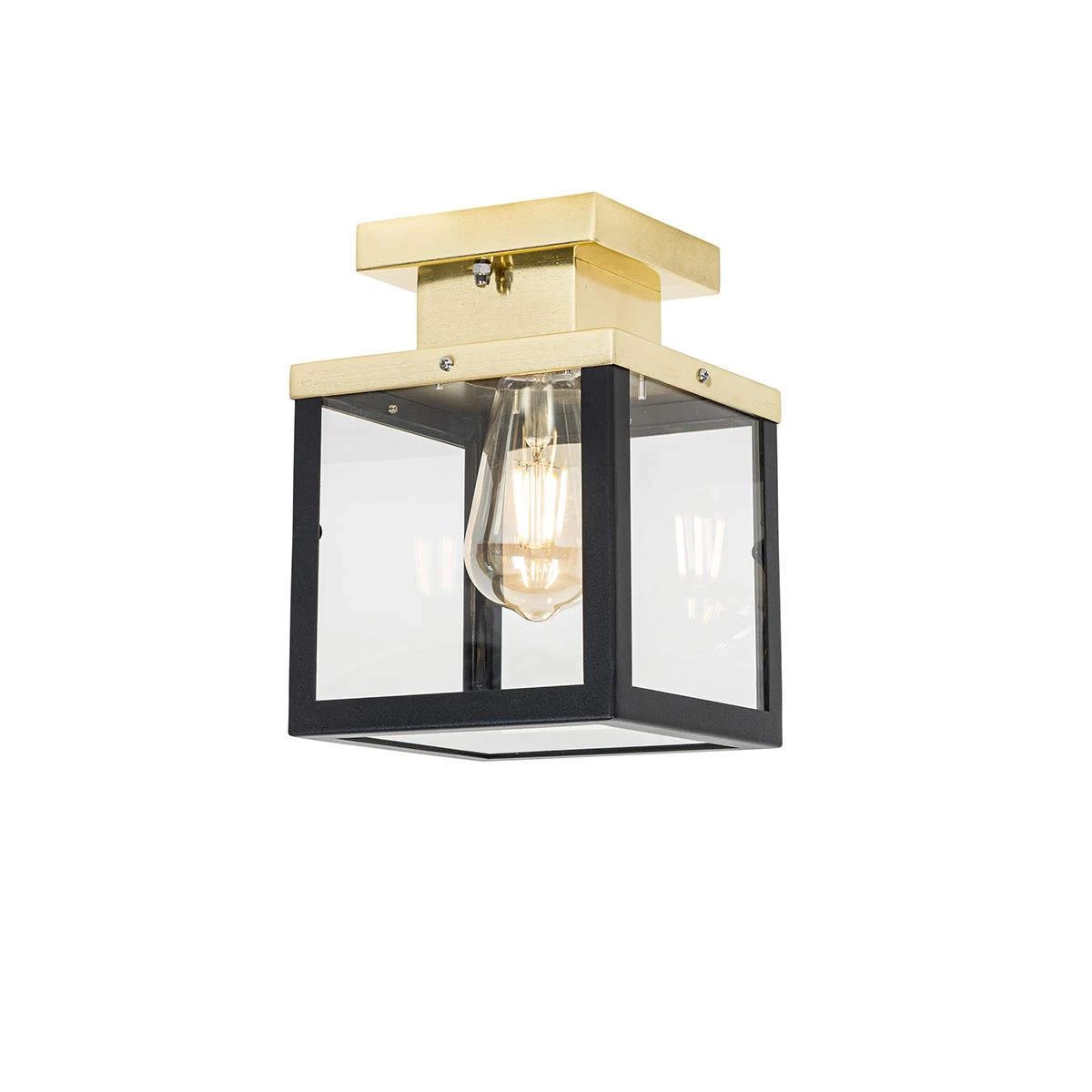 QAZQA Industriële Buiten Plafondlamp Zwart Met Goud - Rotterdam 10 QAZQA Industriële Buiten Plafondlamp Zwart Met Goud - Rotterdam - Afbeelding 8