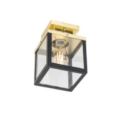 QAZQA Industriële Buiten Plafondlamp Zwart Met Goud - Rotterdam 23 QAZQA Industriële Buiten Plafondlamp Zwart Met Goud - Rotterdam -Tuinproducten 11255978