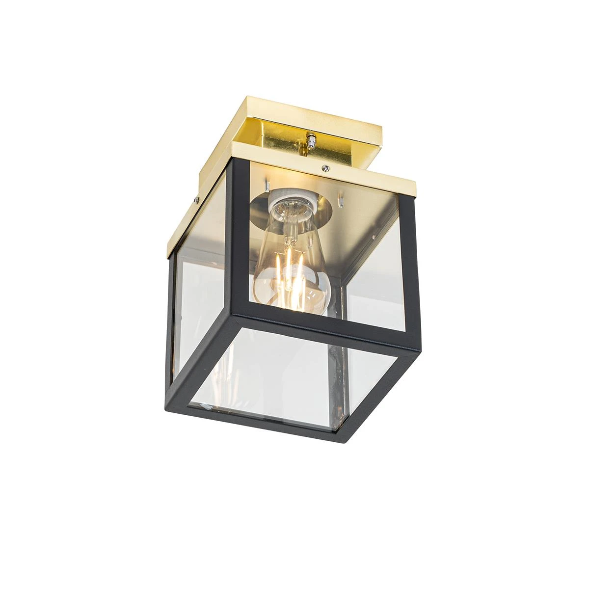 QAZQA Industriële Buiten Plafondlamp Zwart Met Goud - Rotterdam 12 QAZQA Industriële Buiten Plafondlamp Zwart Met Goud - Rotterdam - Afbeelding 10