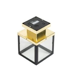 QAZQA Industriële Buiten Plafondlamp Zwart Met Goud - Rotterdam 24 QAZQA Industriële Buiten Plafondlamp Zwart Met Goud - Rotterdam -Tuinproducten 11255981