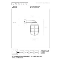 Lucide LEWIS - Wandlamp Buiten - 1xE27 - IP44 - Zw -Tuinproducten 11268572