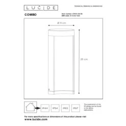 Lucide COMBO - Sokkellamp Buiten - Ø 9 Cm - LED - -Tuinproducten 11269219