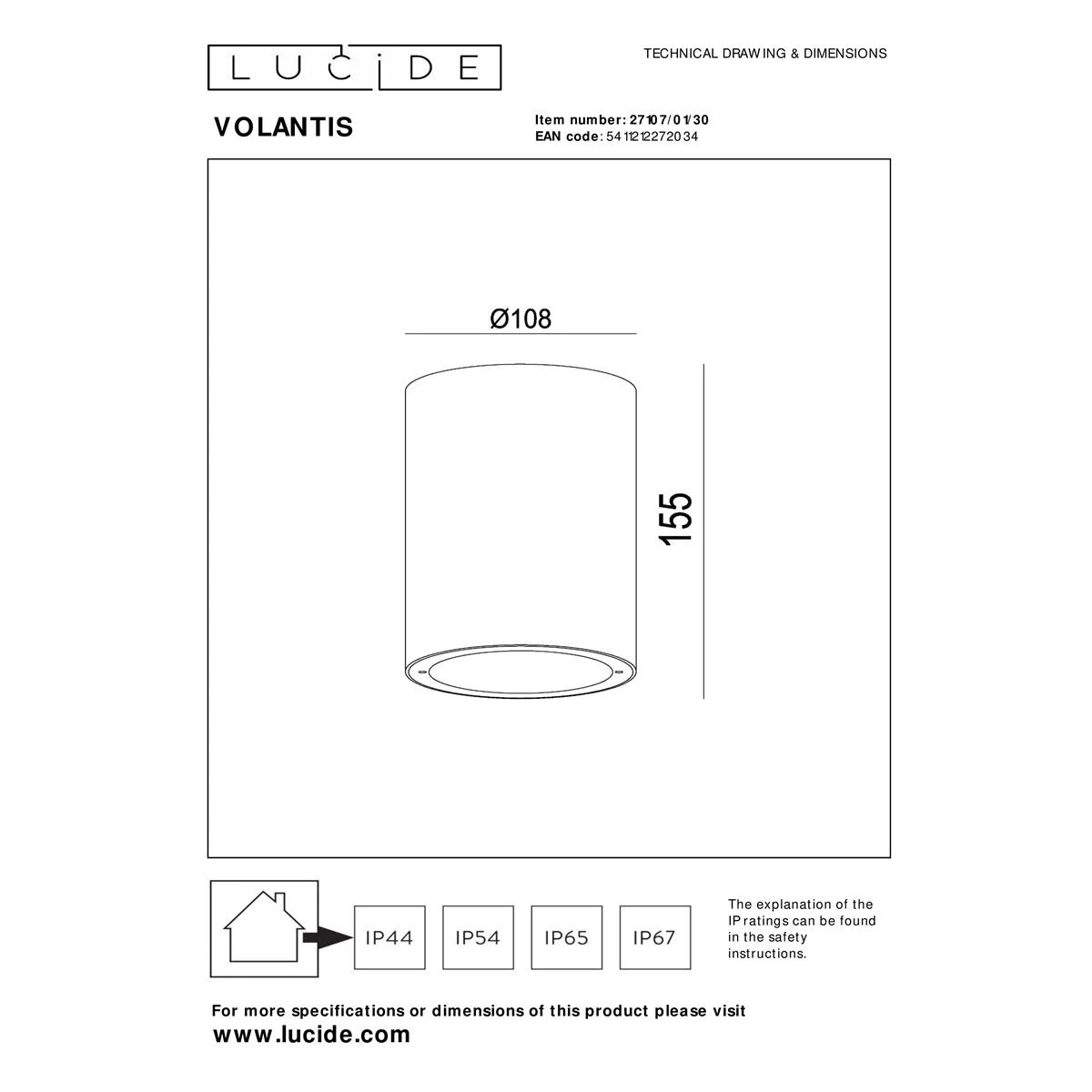 Lucide VOLANTIS Plafondspot - Zwart 5 Lucide VOLANTIS Plafondspot - Zwart - Afbeelding 3