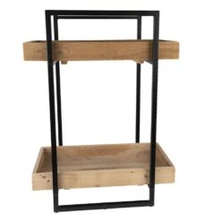 Clayre & Eef Plantenrek 50x29x68 Cm Zwart Bruin Ijzer Hout