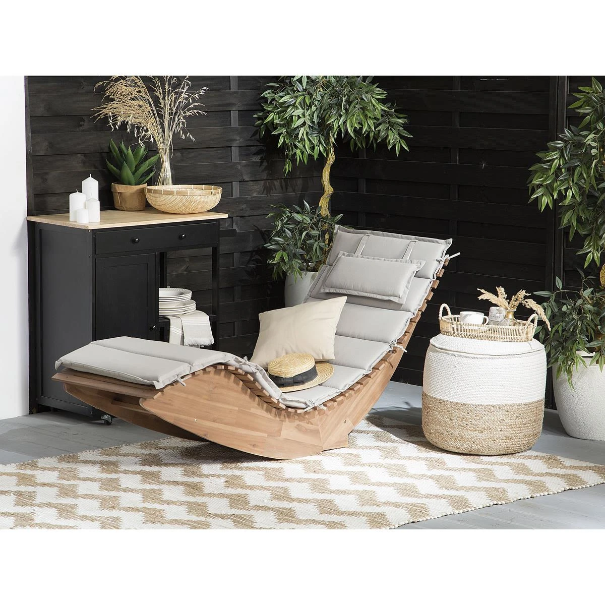 Beliani - BRESCIA - Strandstoel Set Van 2 - Lichte Houtkleur|Taupe 4 Beliani - BRESCIA - Strandstoel Set Van 2 - Lichte Houtkleur|Taupe - Afbeelding 2