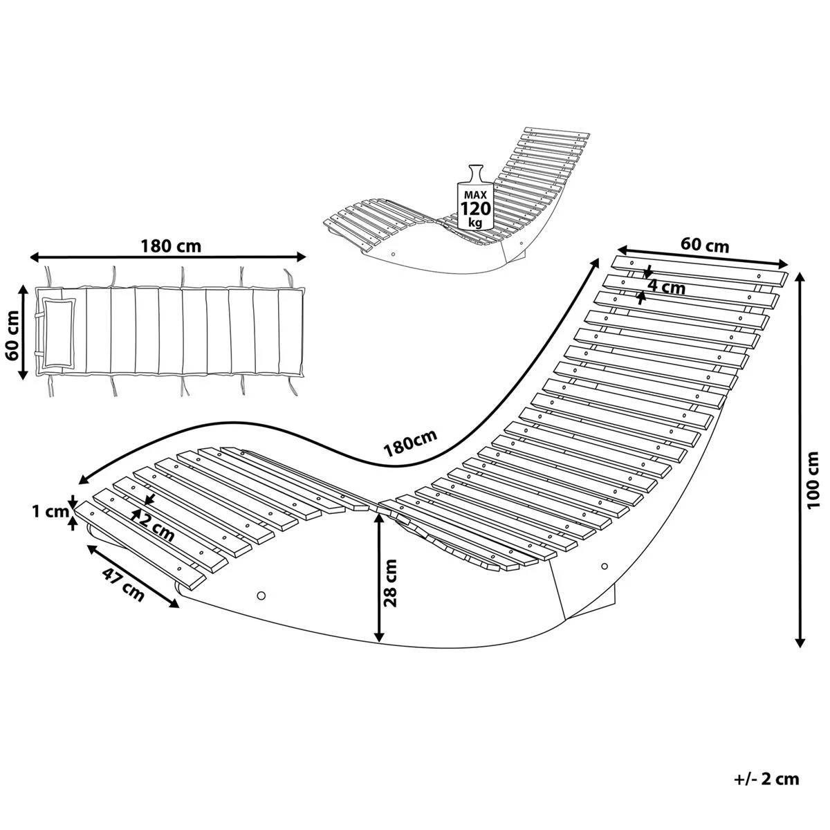 Beliani - BRESCIA - Strandstoel Set Van 2 - Lichte Houtkleur|Taupe 14 Beliani - BRESCIA - Strandstoel Set Van 2 - Lichte Houtkleur|Taupe - Afbeelding 12