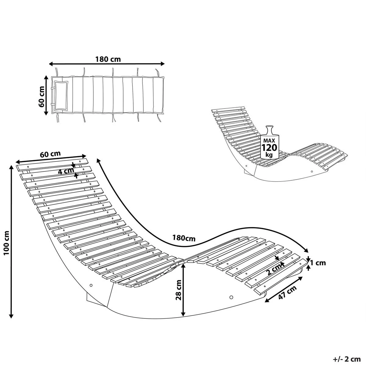 Beliani - BRESCIA - Strandstoel Set Van 2 - Lichte Houtkleur|Taupe 13 Beliani - BRESCIA - Strandstoel Set Van 2 - Lichte Houtkleur|Taupe - Afbeelding 11