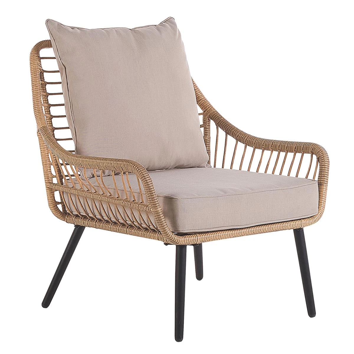 Beliani - LAURETO - Bistroset Voor 2 - Natuurlijk - PE Rotan 6 Beliani - LAURETO - Bistroset Voor 2 - Natuurlijk - PE Rotan - Afbeelding 4