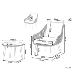 Beliani - LAURETO - Bistroset Voor 2 - Natuurlijk - PE Rotan 25 Beliani - LAURETO - Bistroset Voor 2 - Natuurlijk - PE Rotan -Tuinproducten 11712741